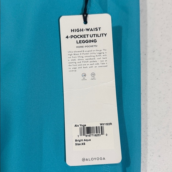 ALO Yoga 4-pocket Utility Legging High Waisted Aqua Blue Women’s Leggings XS - Picture 10 of 14